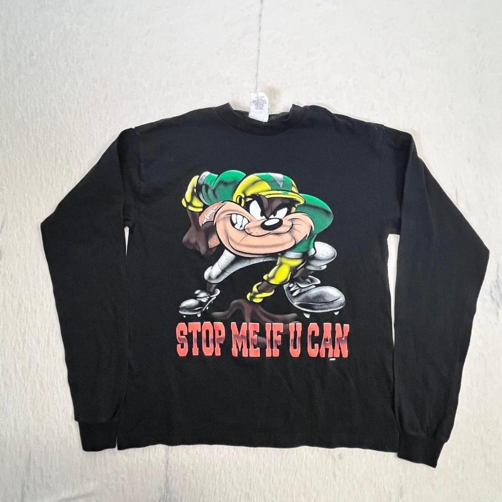 Vintage 1997 Looney Tunes Tasmanian Devil Sweatshirtβ Stop Me If U Can Youth L